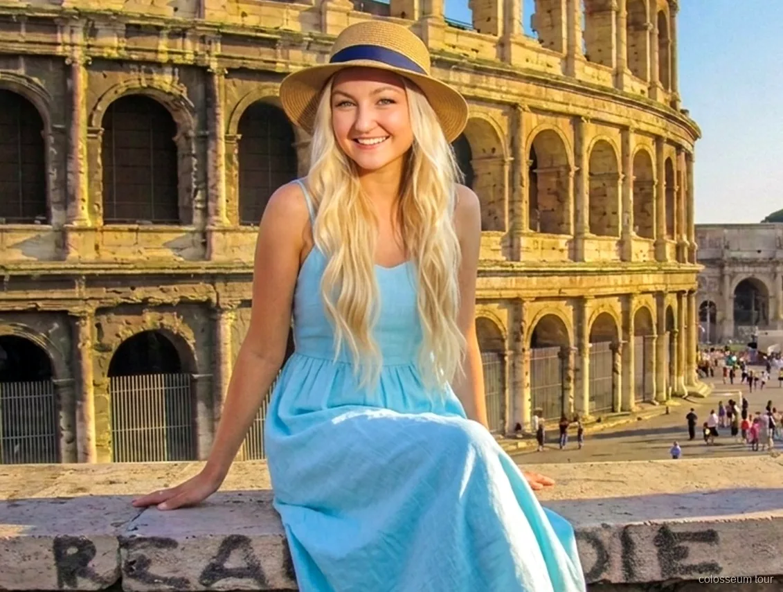 Visitatore con audioguida esplora l'anfiteatro del Colosseo