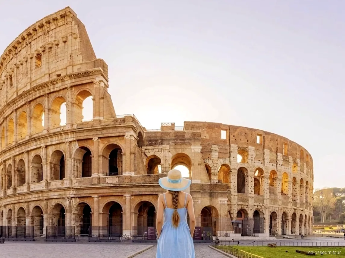 Colosseums inre korridorer täckta av ljudguiden på egen hand