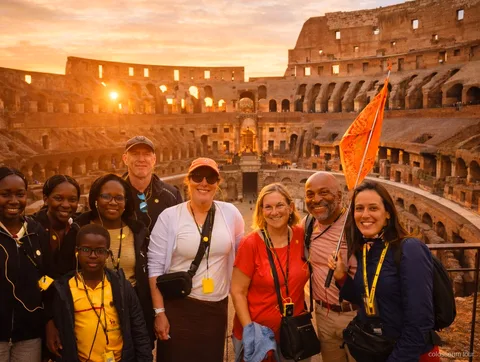 Colosseums insida vid solnedgången med entré utan kö