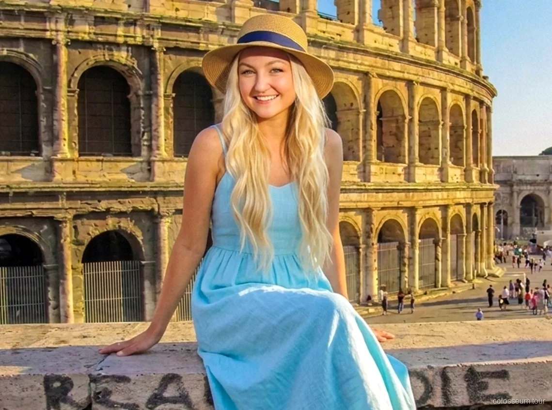 Bezoeker met de Colosseum audiogids en ticket met tijdslot in het amfitheater