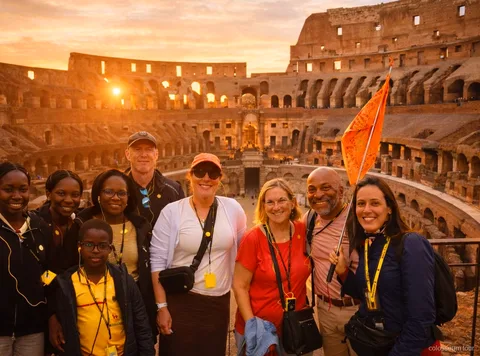 Interior del Colosseum a la posta de sol amb entrada guiada sense cues
